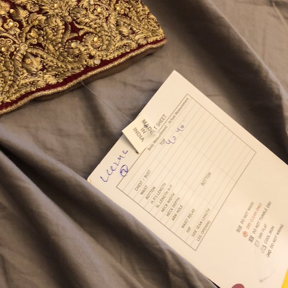 Taupe & maroon lengha dress with plain chiffon scarf - Picture 7 of 9